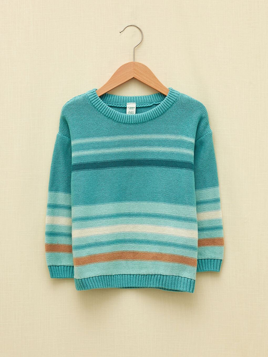 Turkuaz Bisiklet Yaka Uzun Kollu Erkek Bebek Triko Kazak ve Triko Pantolon 2'li Takım-1