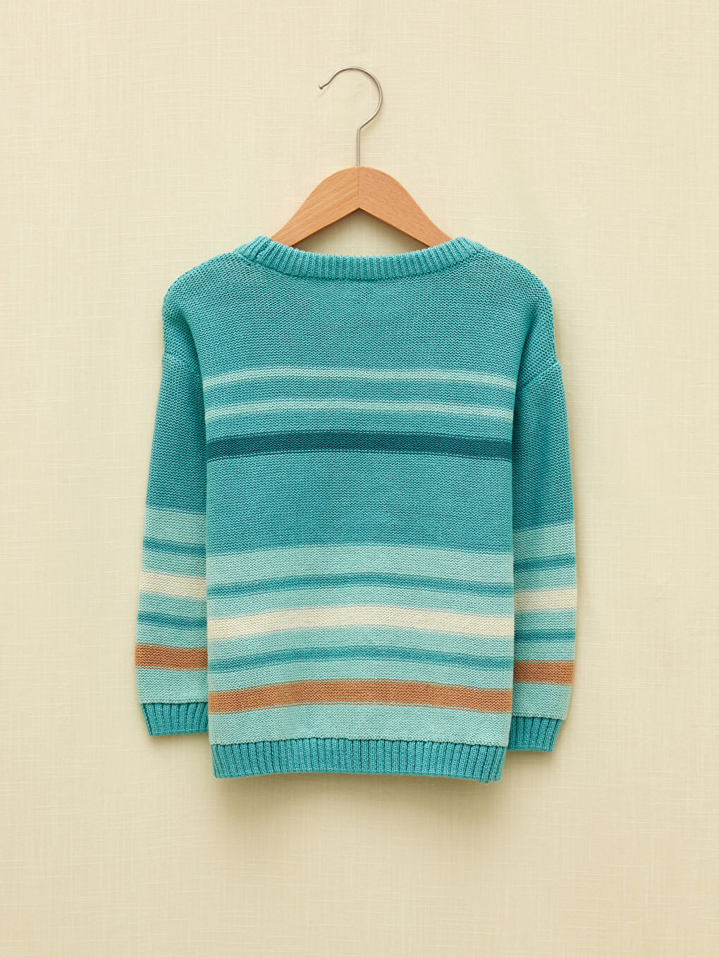 Turkuaz Bisiklet Yaka Uzun Kollu Erkek Bebek Triko Kazak ve Triko Pantolon 2'li Takım-3