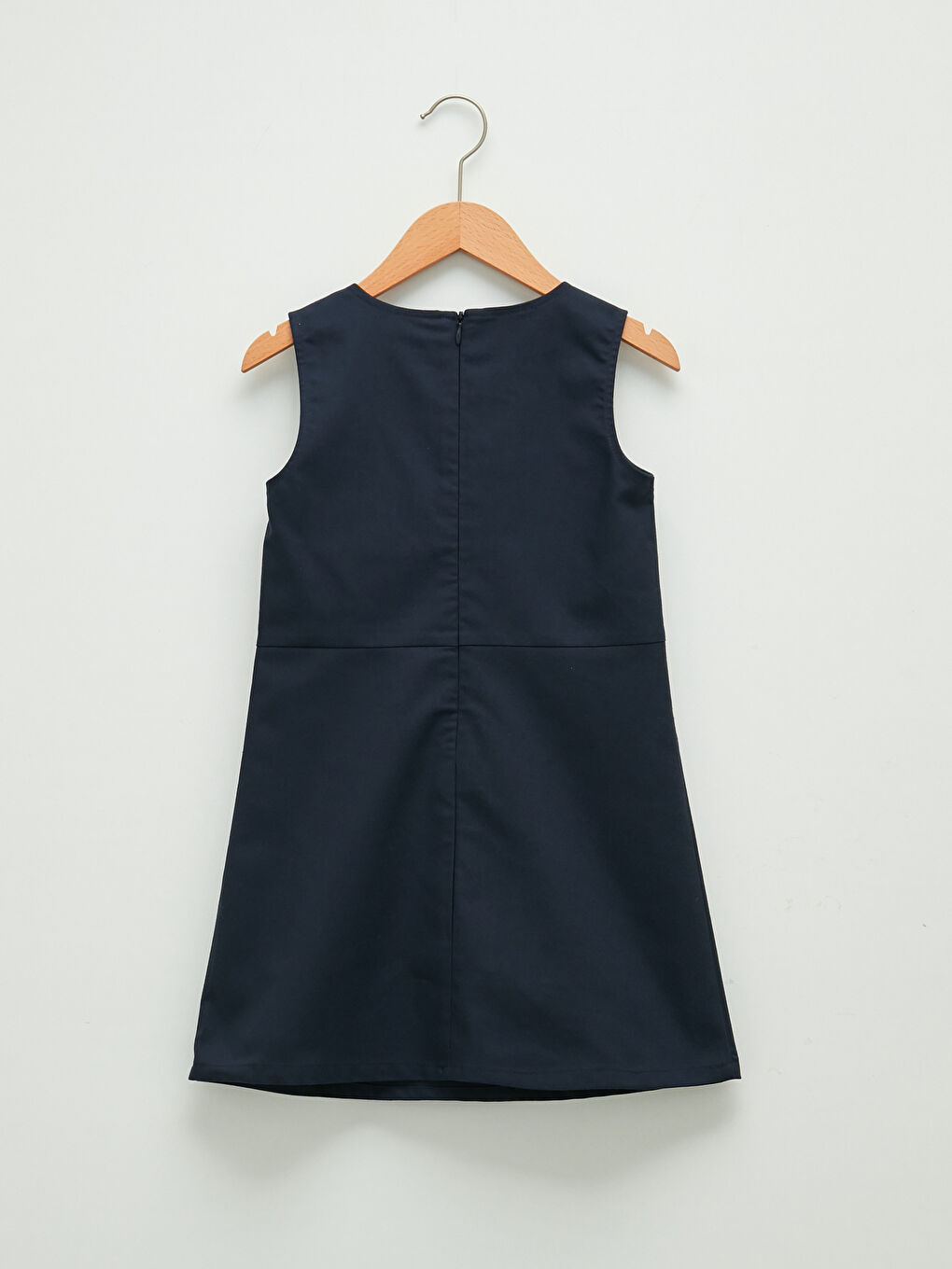LCW Kids V Neck Basic Bow Detailed Gabardine Girl Dress -W1BT21Z4-HRC