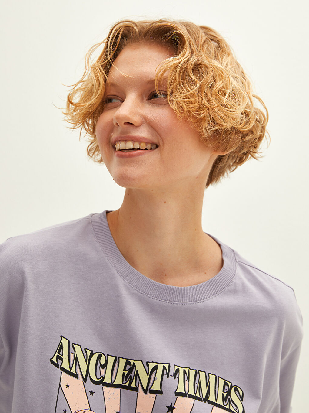 Crew Neck Printed Short Sleeve Cotton Women's T-shirt-3