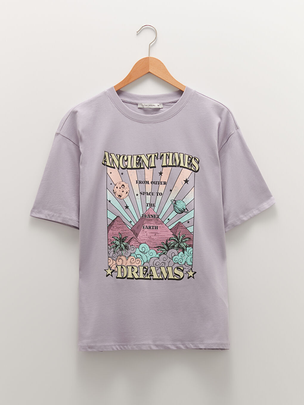 Crew Neck Printed Short Sleeve Cotton Women's T-shirt-5