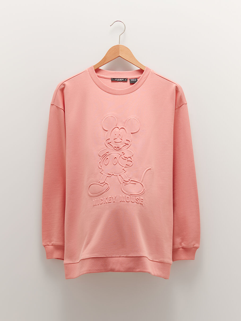 Mercan Bisiklet Yaka Mickey Mouse Baskılı Uzun Kollu Hamile Sweatshirt-5