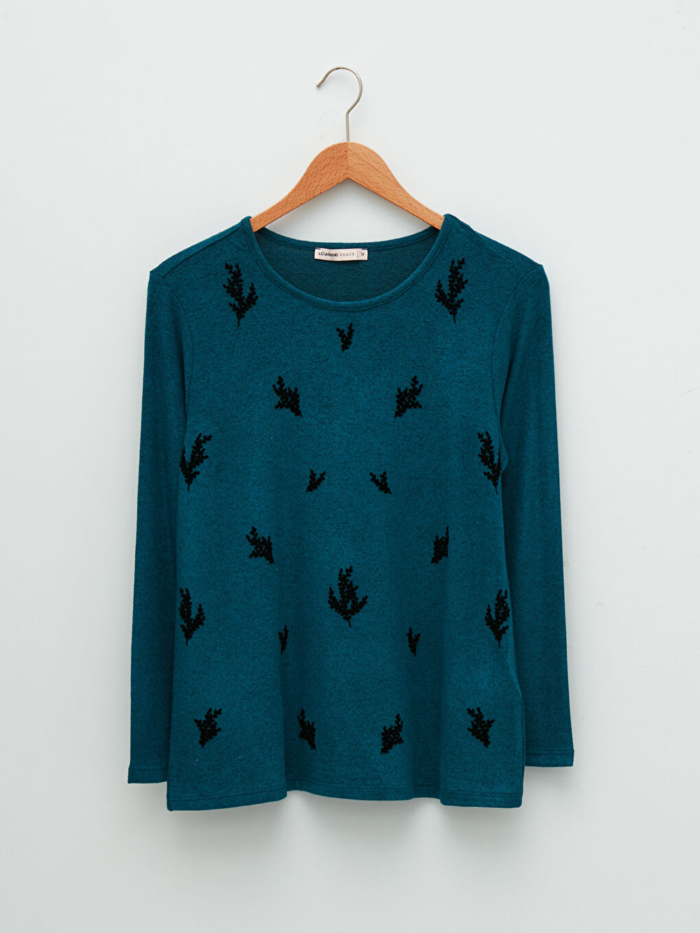 【予約販売品】 LC Waikiki T-Shirt Women's Sleeve Long Patterned Neck Crew トップス