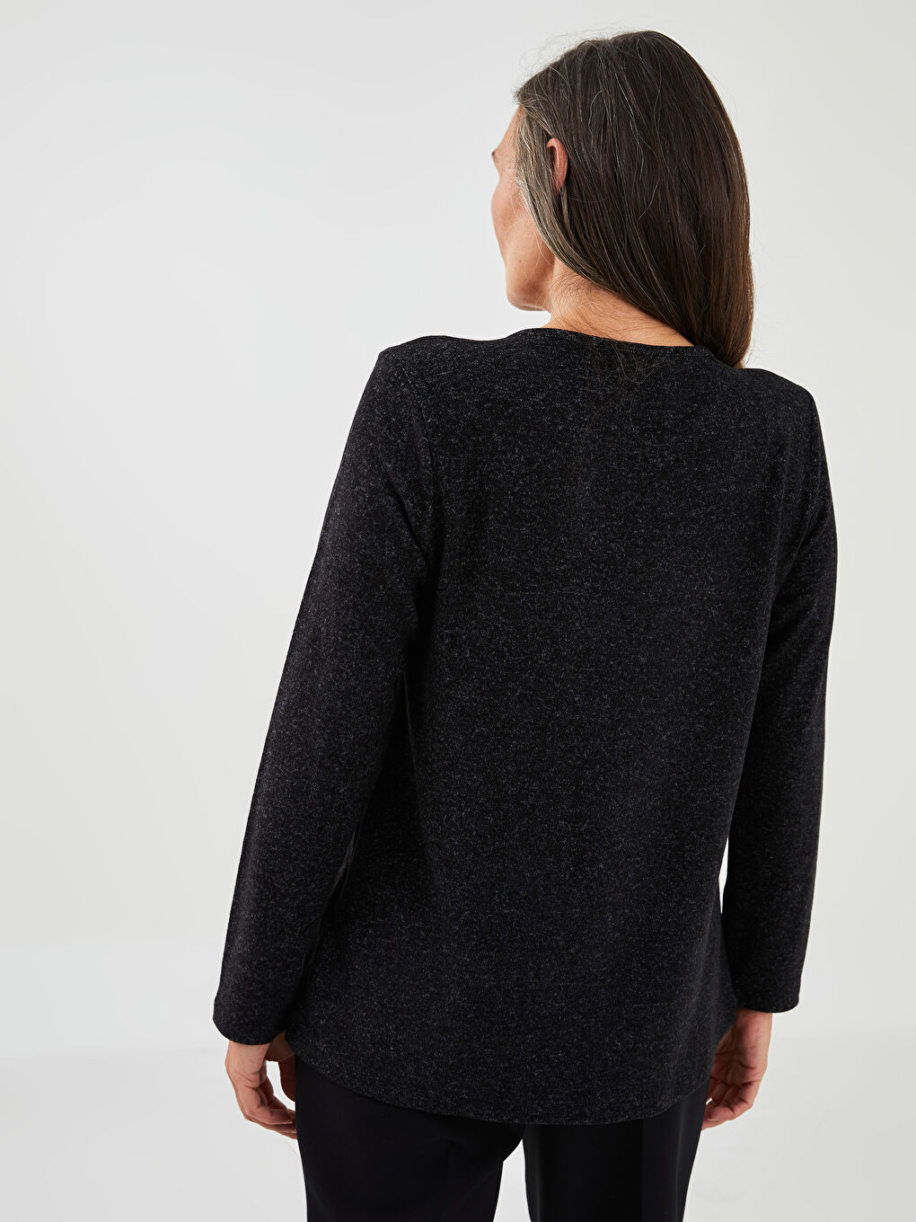 Crew Neck Embroidered Long Sleeve Women's T-Shirt-4