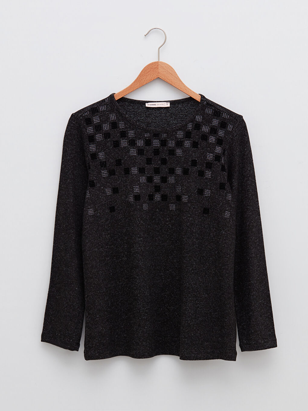 Crew Neck Embroidered Long Sleeve Women's T-Shirt-5