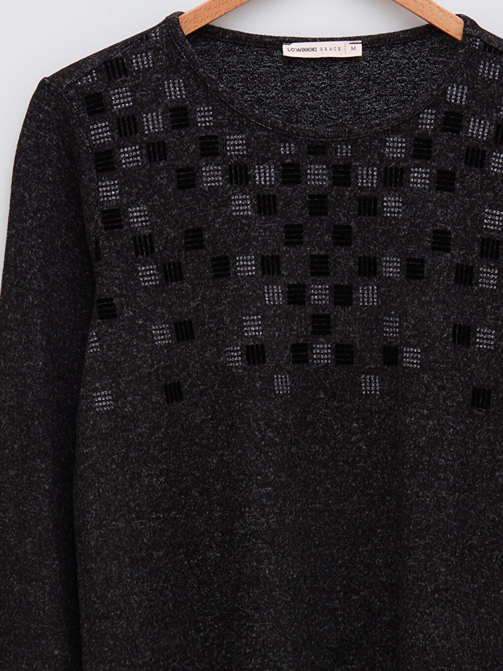 Crew Neck Embroidered Long Sleeve Women's T-Shirt-7