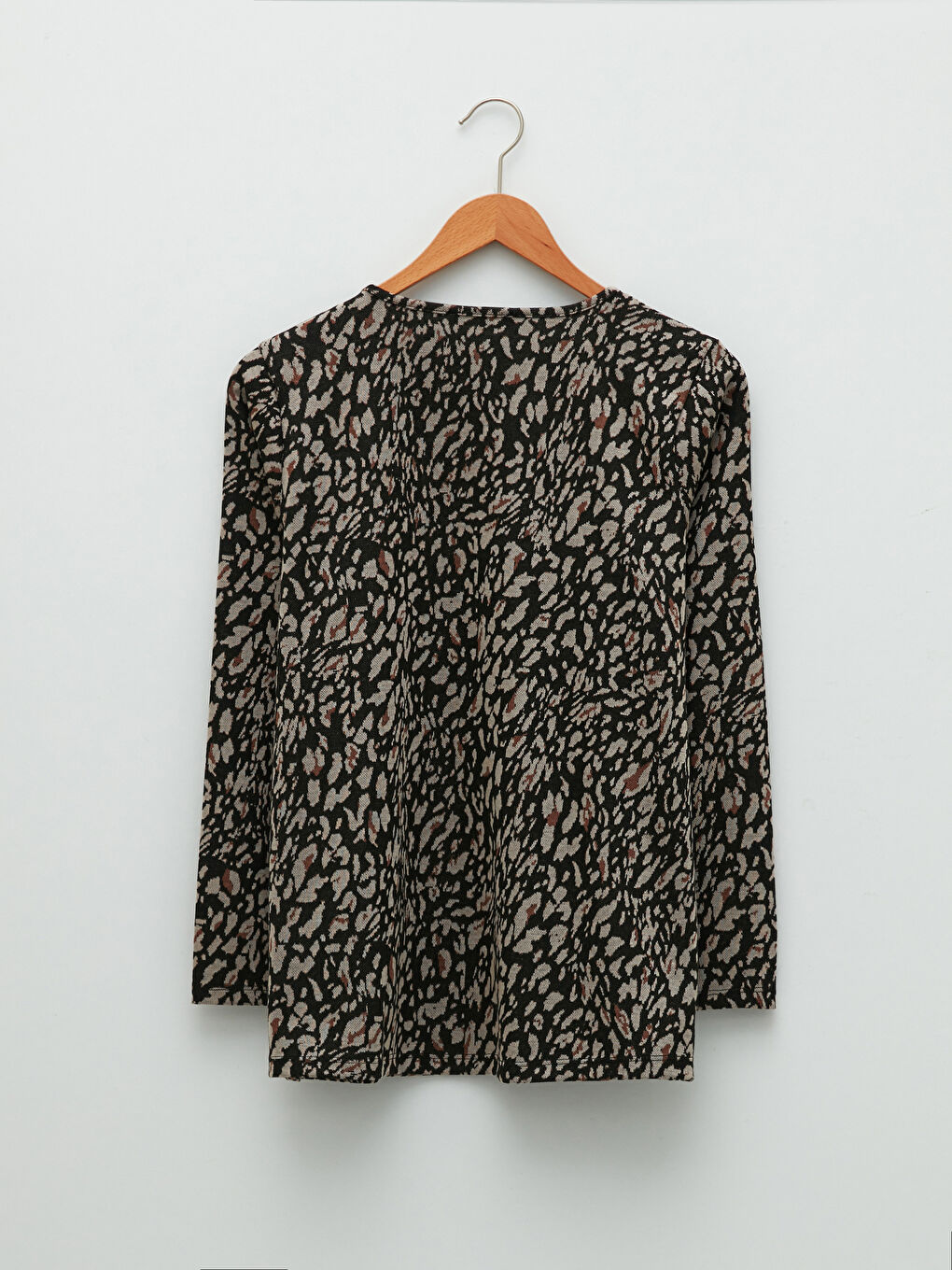 Siyah Bisiklet Yaka Desenli Uzun Kollu Kadın Kazak-6