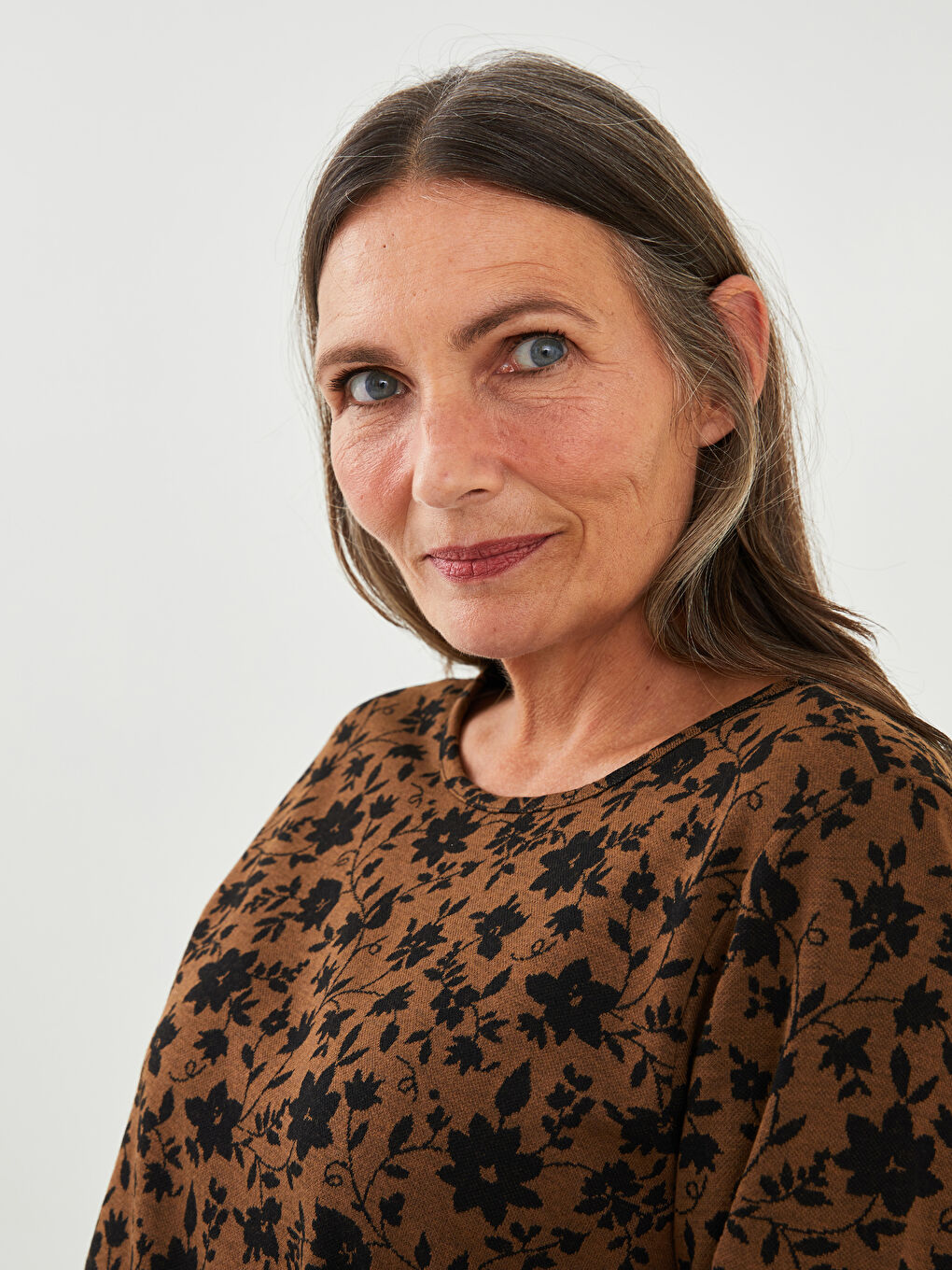 Crew Neck Patterned Long Sleeve Women's Jumper-2