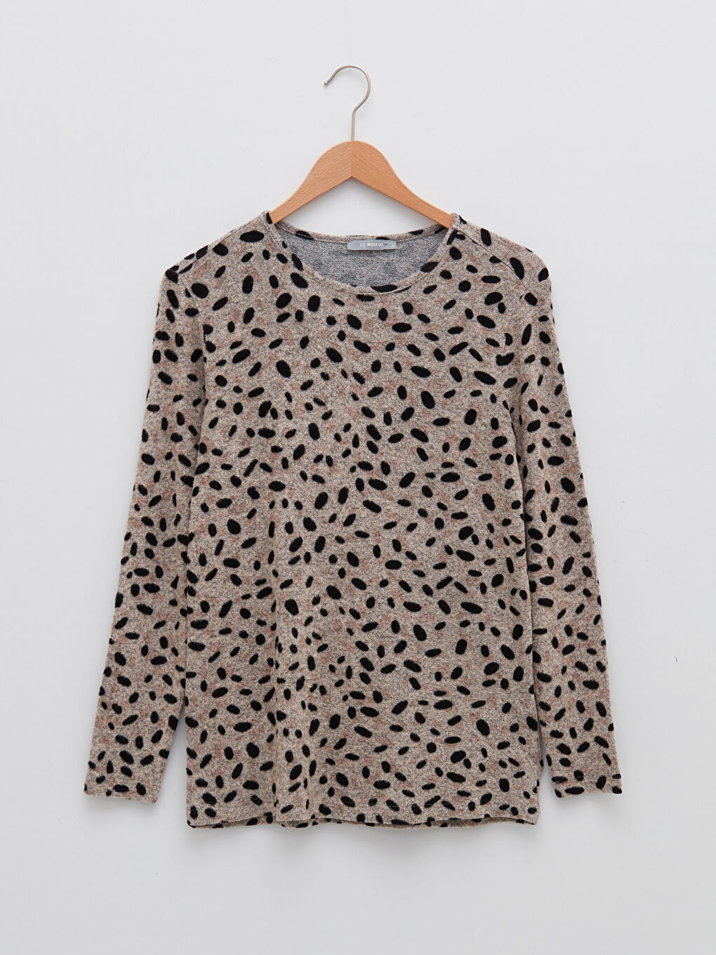 Karışık Bisiklet Yaka Desenli Uzun Kollu Kadın Tişört-5