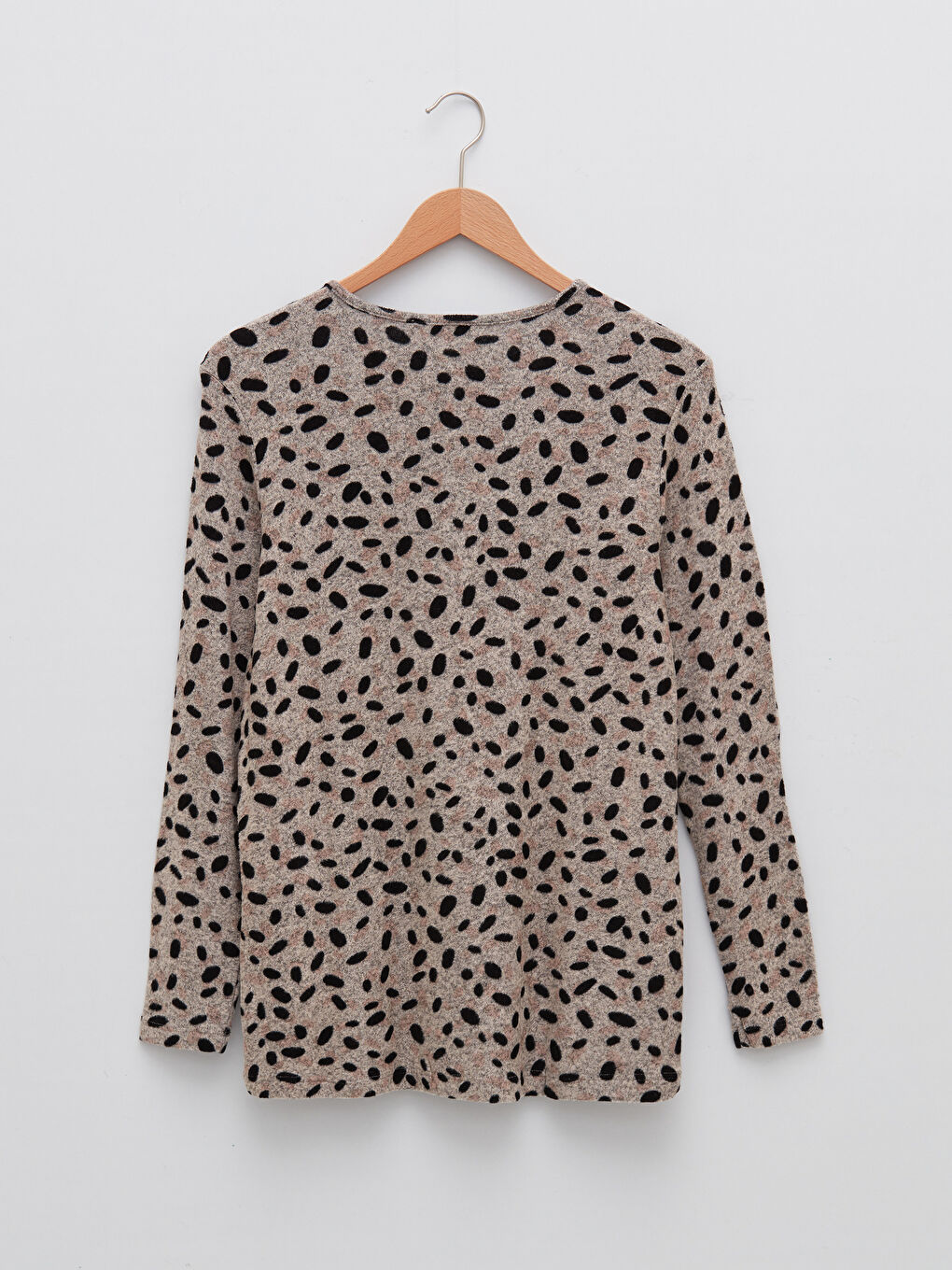 Karışık Bisiklet Yaka Desenli Uzun Kollu Kadın Tişört-6