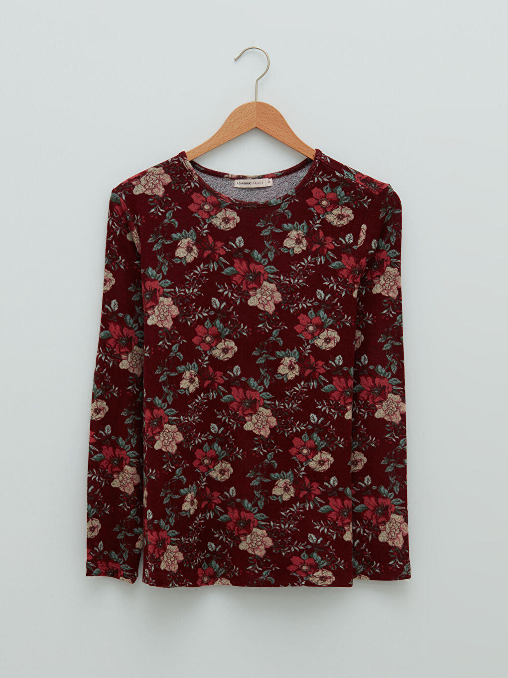 Crew Neck Floral Print Long Sleeve Women's T-Shirt-4