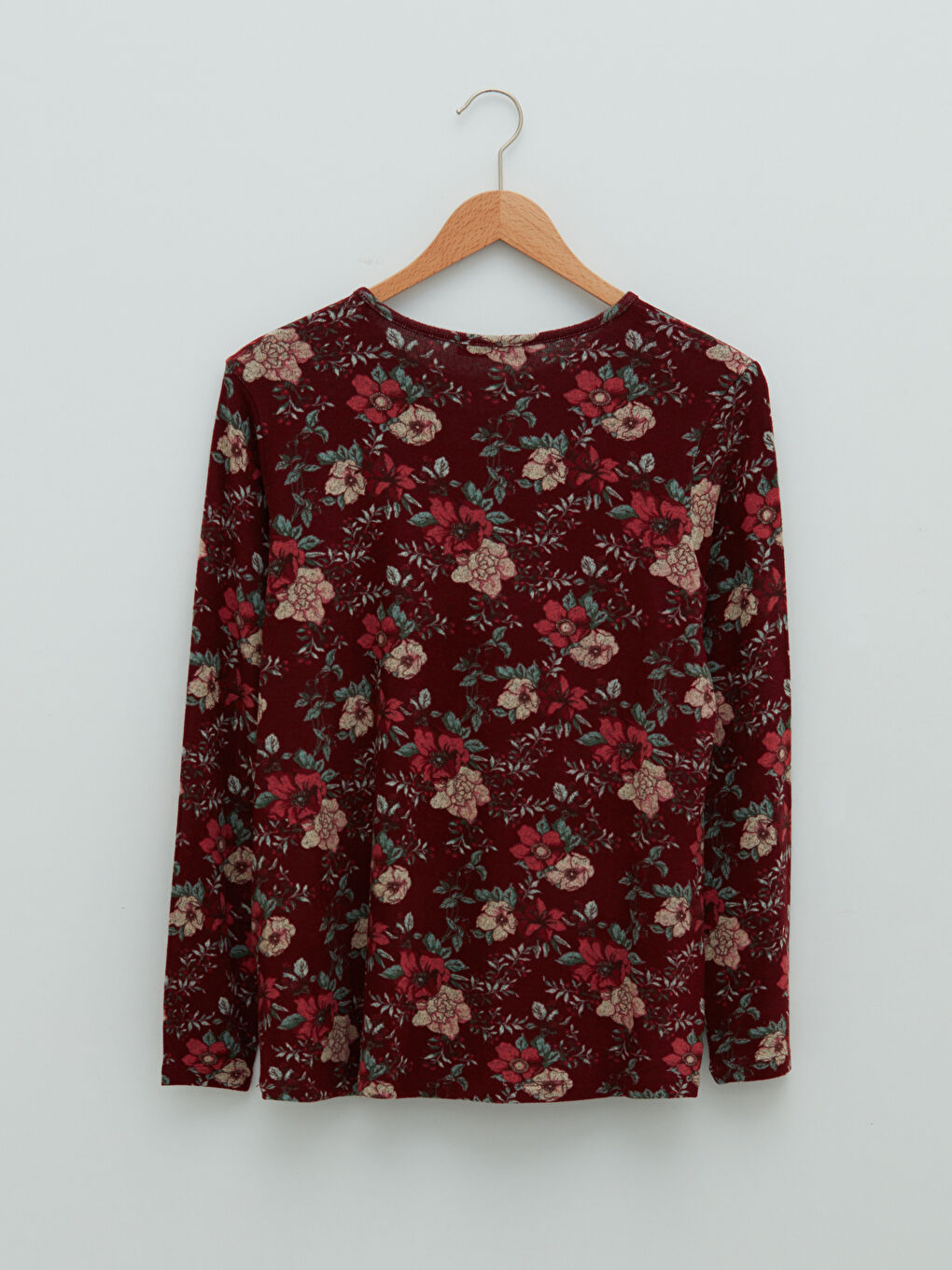 Crew Neck Floral Print Long Sleeve Women's T-Shirt-5