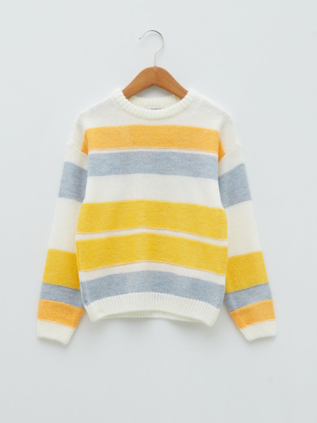 Светр з круглим вирізом горловини, смугастий, довгий рукав, трикотажний, для дівчаток
