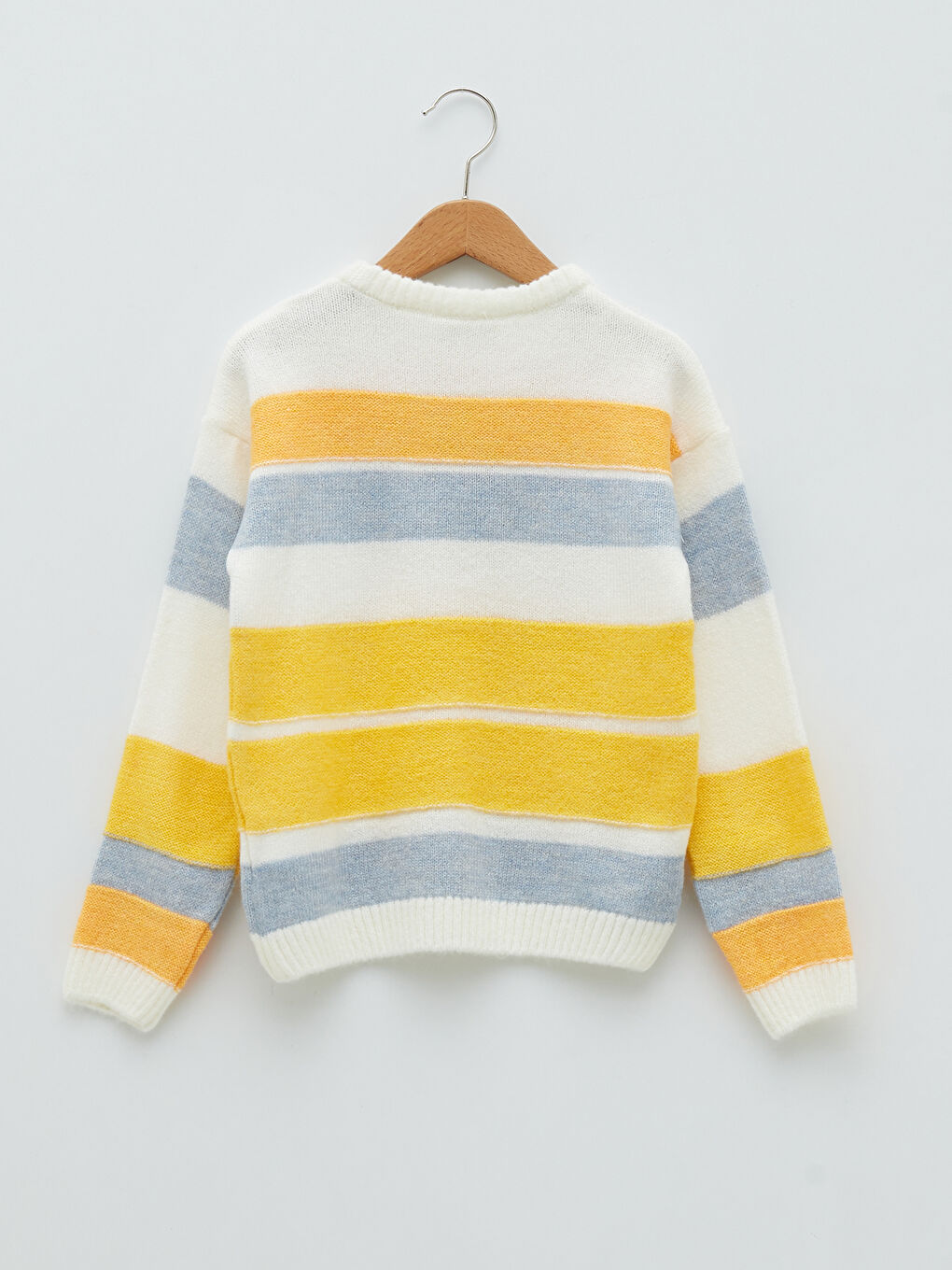 Светр з круглим вирізом горловини, смугастий, довгий рукав, трикотажний, для дівчаток-1