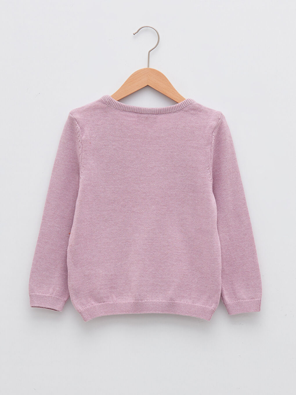 Lila Bisiklet Yaka Baskılı Uzun Kollu Kız Çocuk Triko Kazak-1