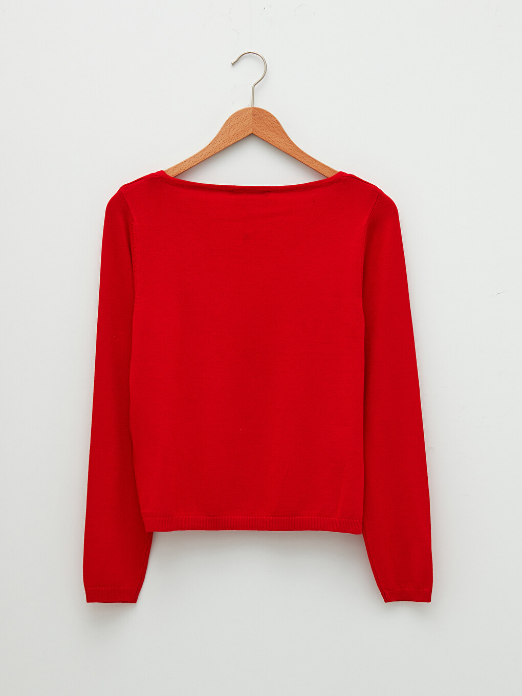 Slash Neck Plain Long Sleeve Women's Knitwear Sweater-1
