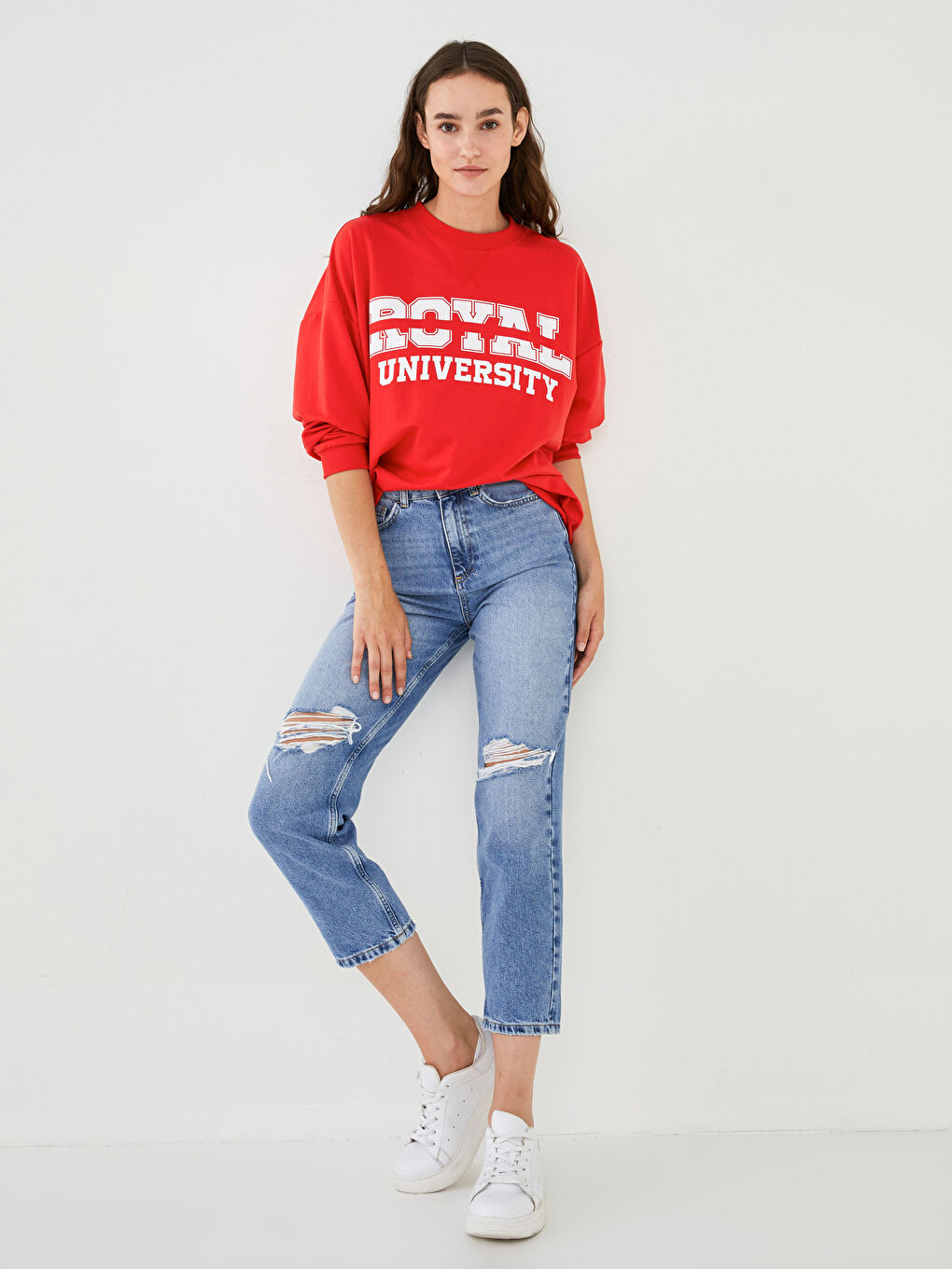 LCW Vision High Waist Straight Fit Pocket Ripped Detail Women's Rodeo Jeans -W1BV31Z8-507