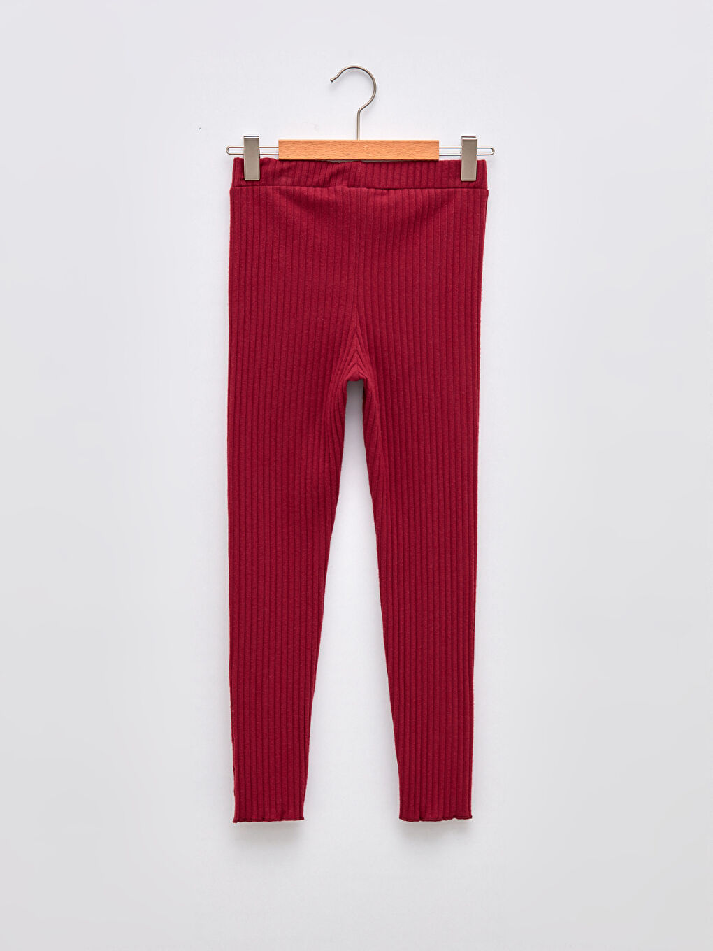 Bordo Beli Lastikli Nakış Detaylı Kız Çocuk Bilek Boy Tayt-1