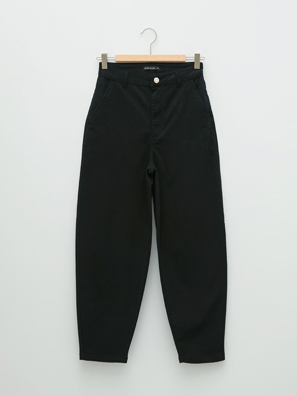 Siyah Düz Balon Bilek Boy Kadın Pantolon-5