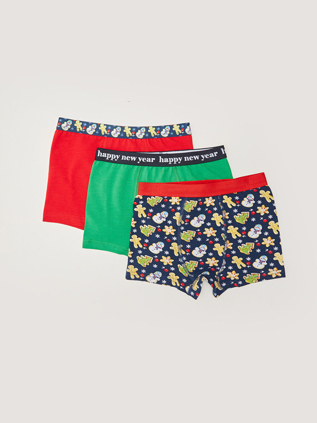 Yılbaşı Temalı Pamuklu Erkek Çocuk Boxer 3'lü
