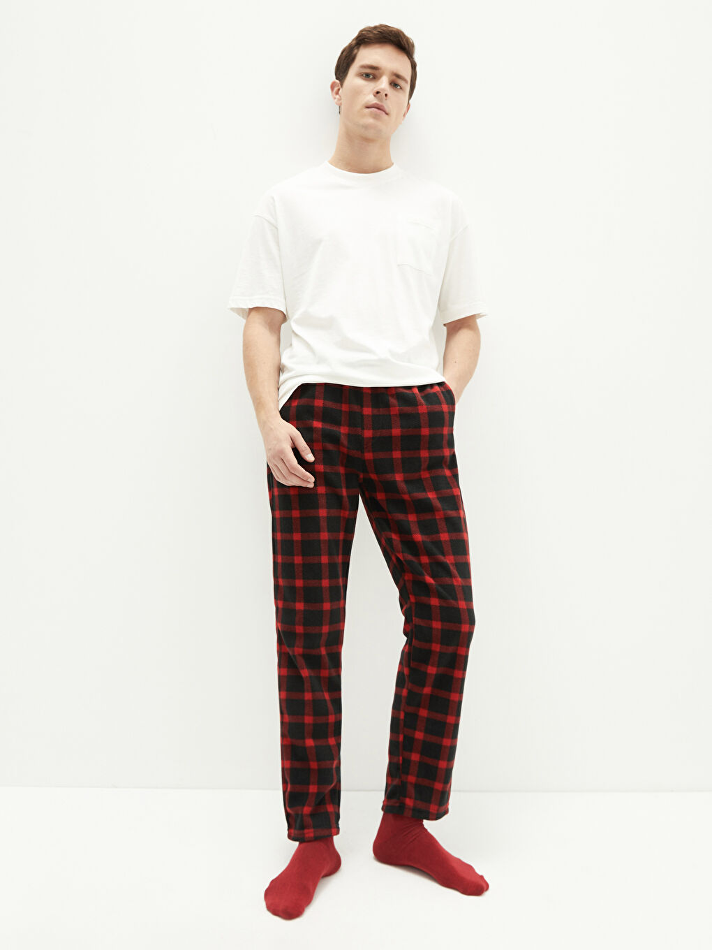 Standard Pattern Plaid Men's Fleece Pajama Bottom