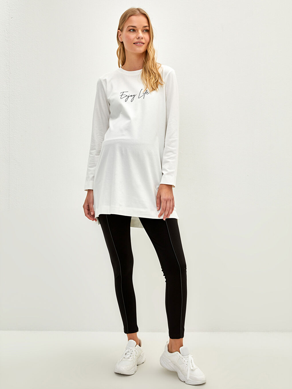 Elasticated Waist Over Bump Maternity Leggings-1