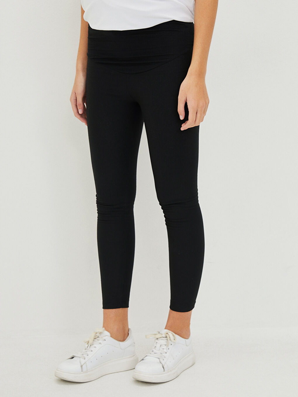 Siyah Karın Panelli Düz Hamile Tayt-2