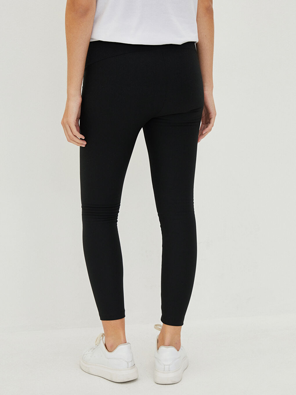 Siyah Karın Panelli Düz Hamile Tayt-3