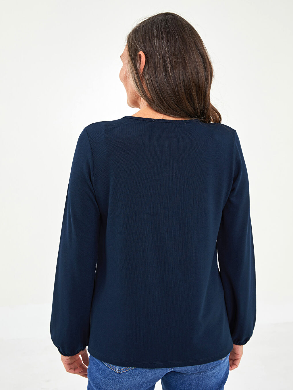 LCW Grace Tie Neck Patterned Long Sleeve Women's Blouse -W1BV85Z8-E1J