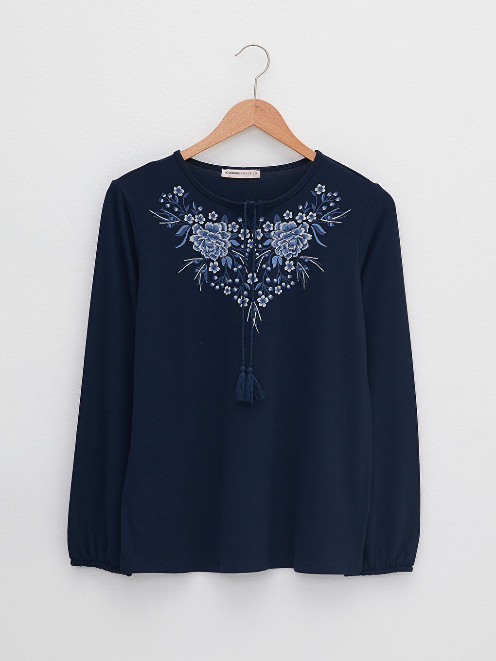 LCW Grace Tie Neck Patterned Long Sleeve Women's Blouse -W1BV85Z8-E1J