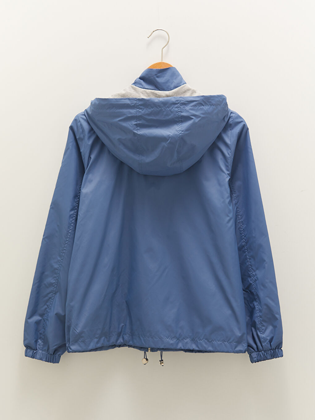 İndigo Kapüşonlu Düz Uzun Kollu Cep Detaylı Kadın Yağmurluk-17