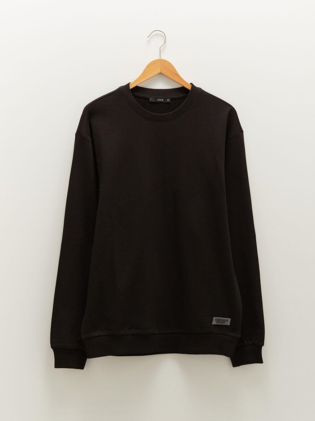 Siyah Bisiklet Yaka Uzun Kollu Erkek Sweatshirt-5