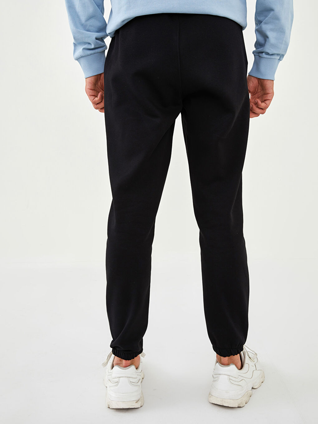 Siyah Slim Fit Erkek Kalın Jogger Eşofman Altı-4