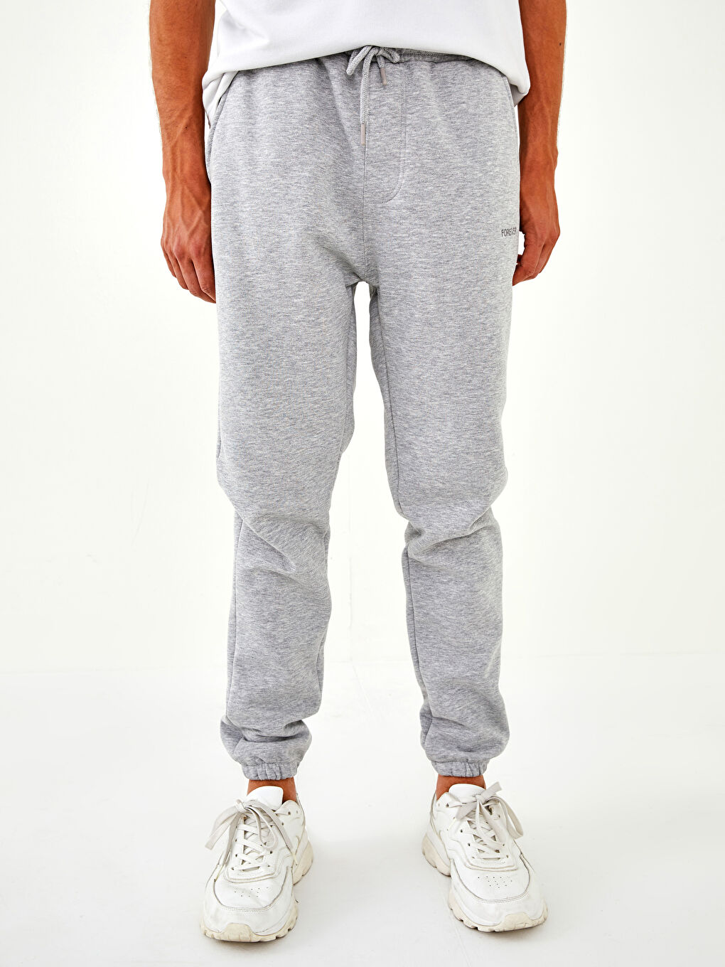 Gri Slim Fit Erkek Kalın Jogger Eşofman Altı-5