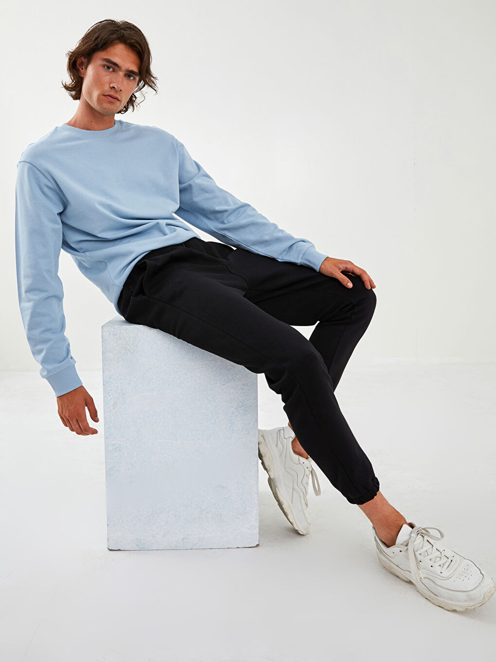 Siyah Slim Fit Erkek Kalın Jogger Eşofman Altı