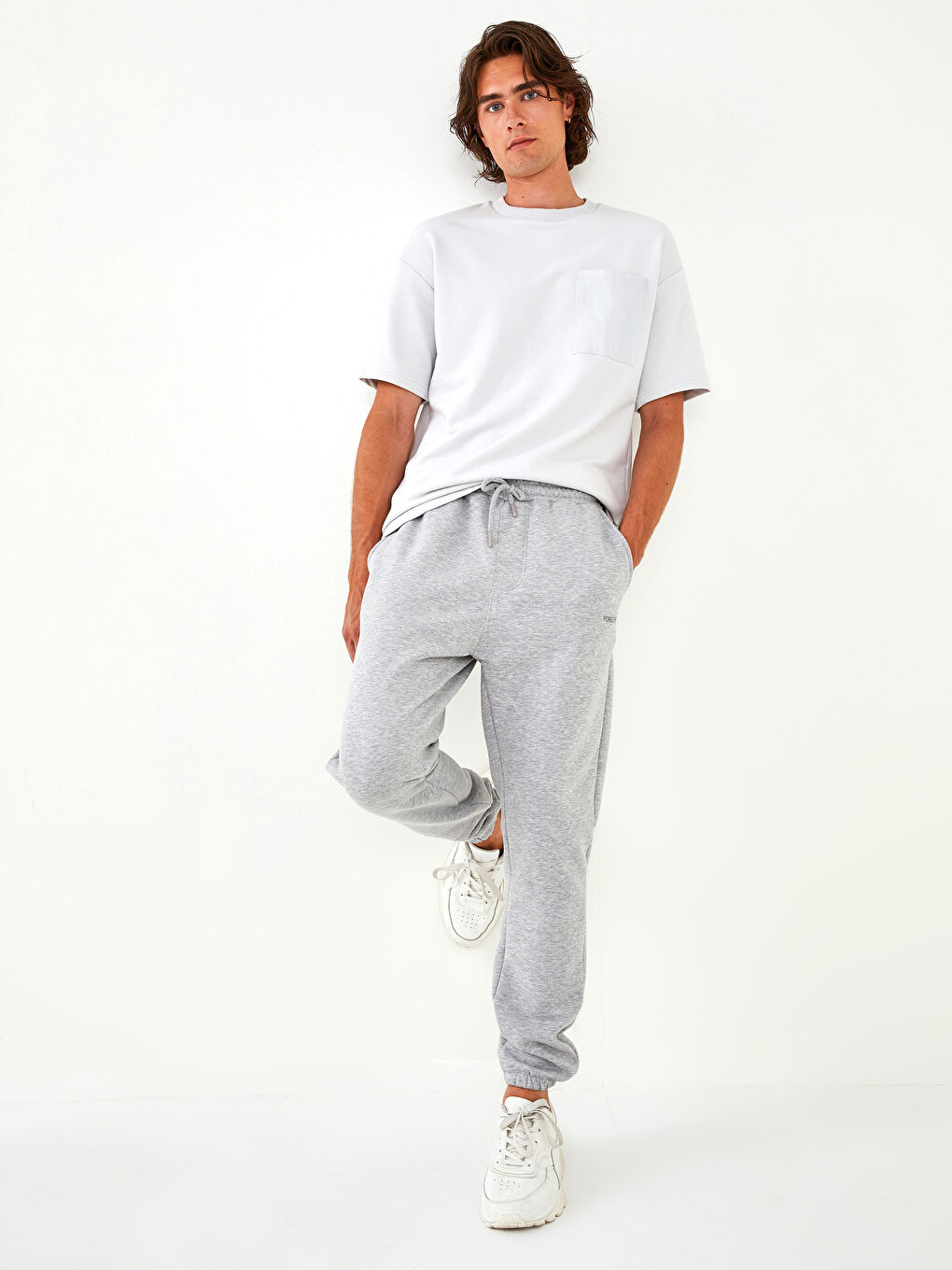 Gri Slim Fit Erkek Kalın Jogger Eşofman Altı-2