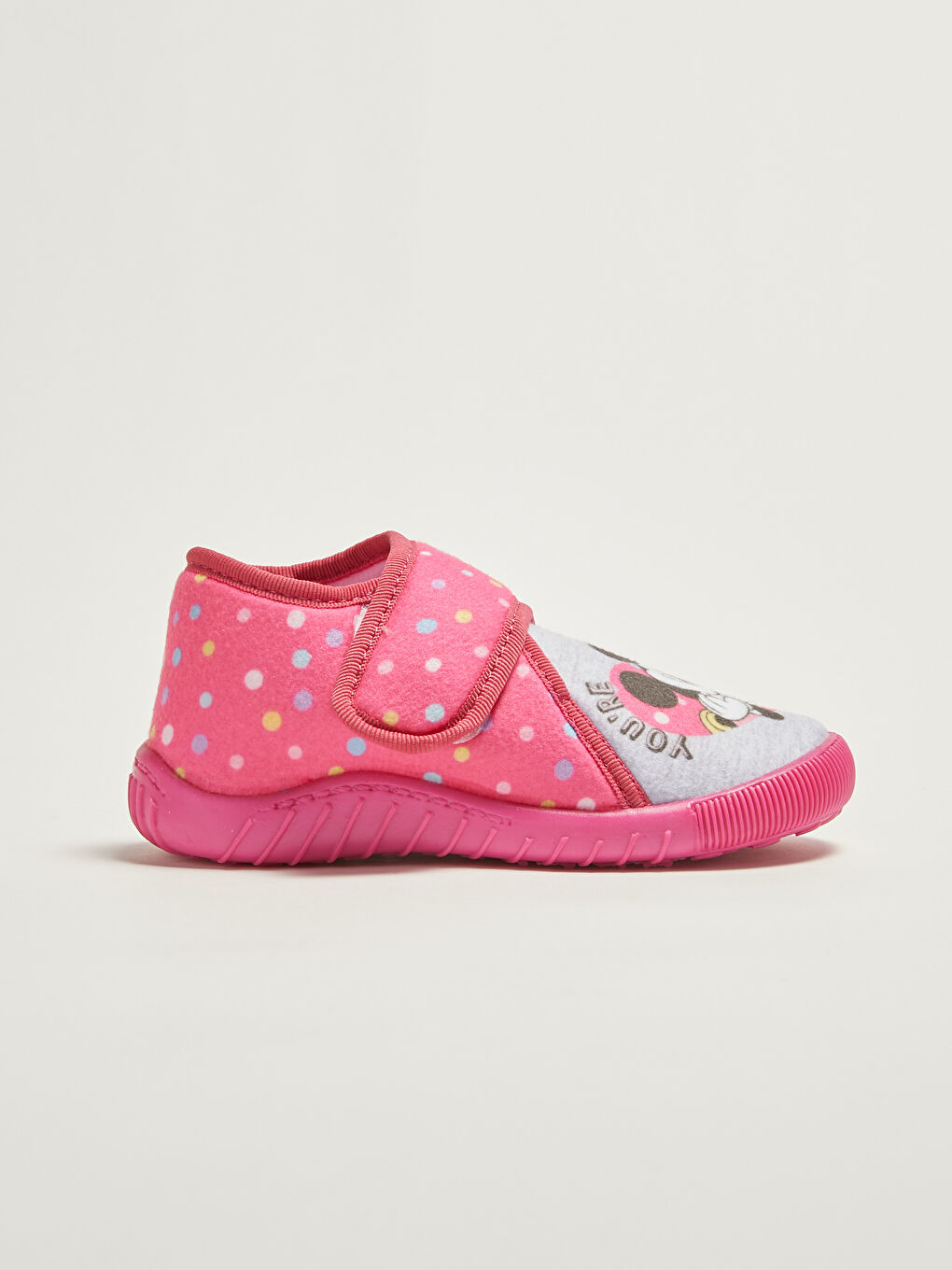 Fuşya Minnie Mouse Lisanslı Cırt Cırtlı Kız Çocuk Panduf-1