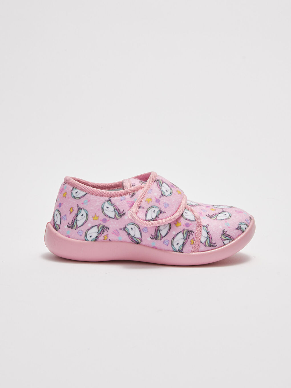 Pembe Baskılı Cırt Cırtlı Kız Çocuk Panduf-1