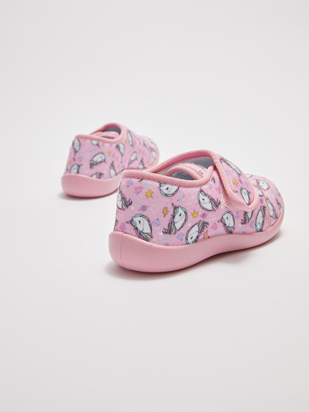 Pembe Baskılı Cırt Cırtlı Kız Çocuk Panduf-4