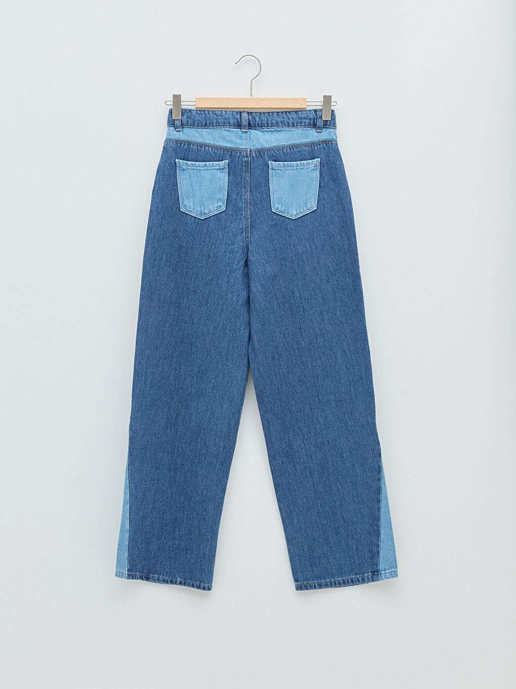 Color Block Cotton Wide Leg Girl Jeans-1
