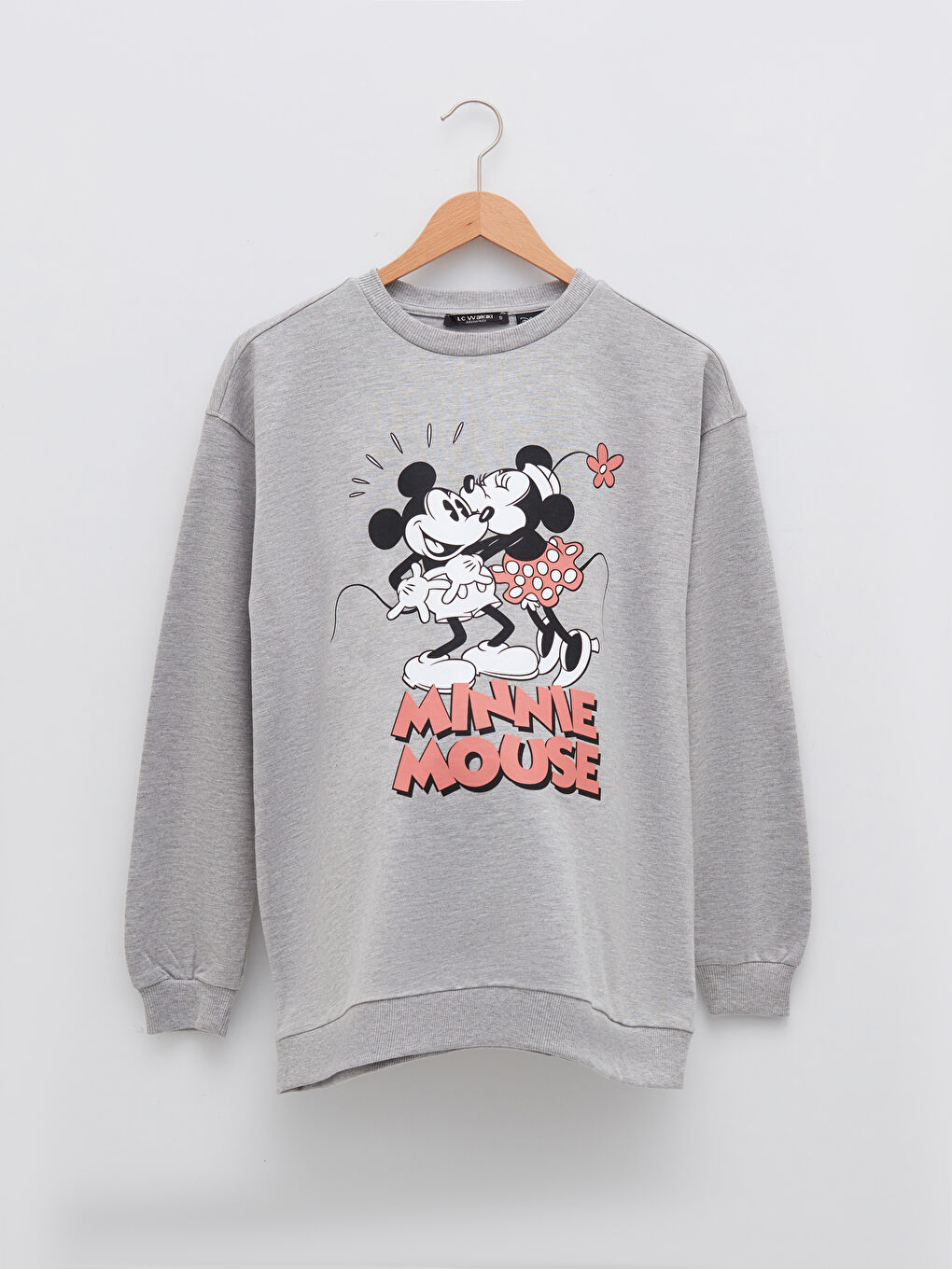 LCWAIKIKI Maternity Gri Bisiklet Yaka Mickey Mouse Baskılı Uzun Kollu Hamile Sweatshirt - 4