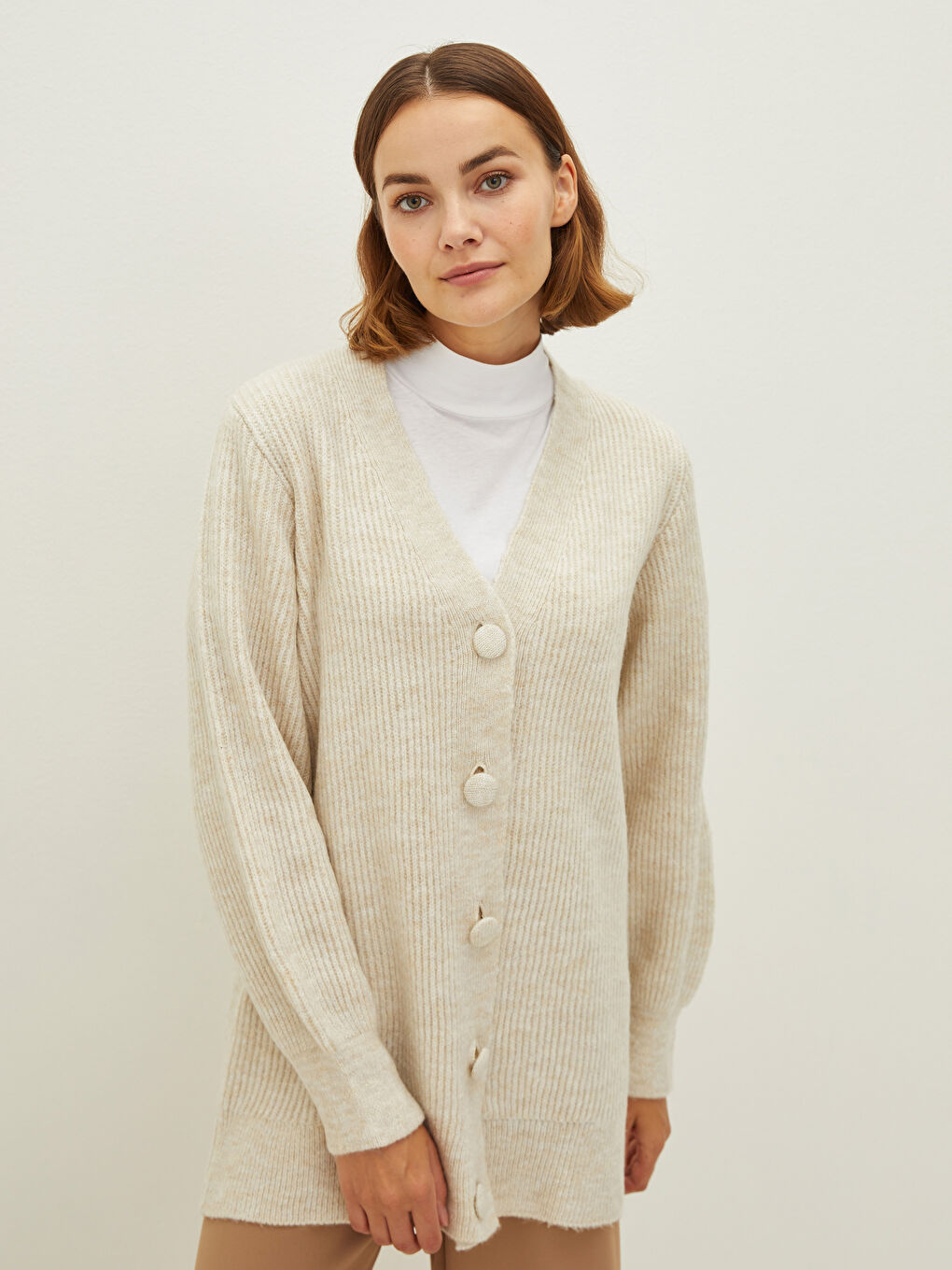 LCW Modest V Yaka Kadın Triko Hırka -W1BY58Z8-EEW