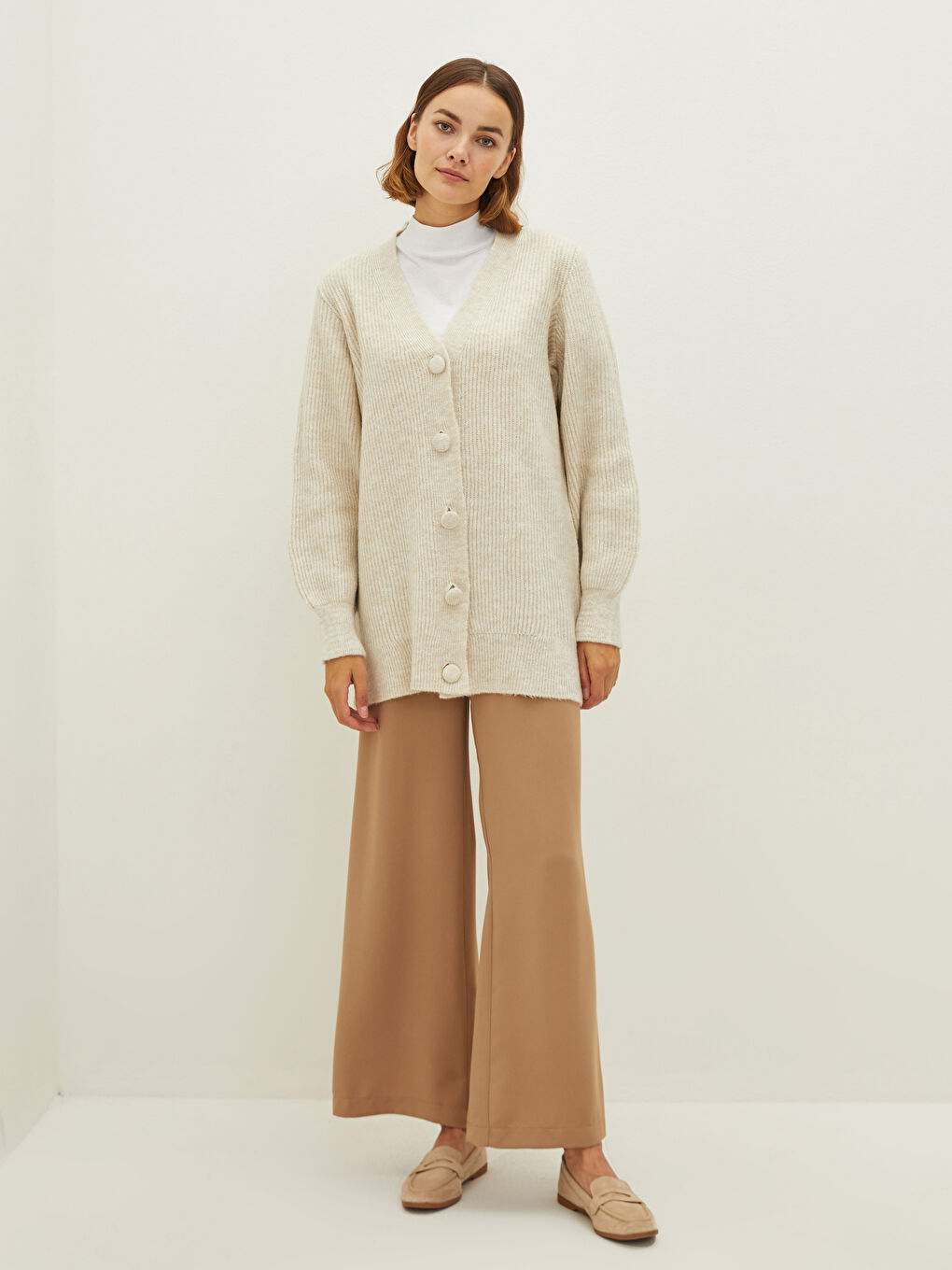 LCW Modest V Yaka Kadın Triko Hırka -W1BY58Z8-EEW