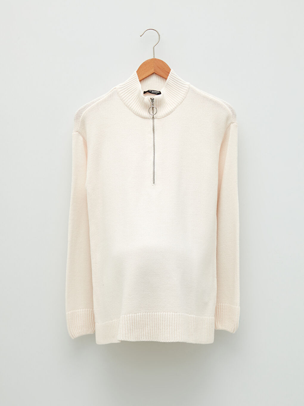 LCWAIKIKI Maternity Stand Up Collar Zipper Detailed Long Sleeve Maternity Knitwear Sweater -W1BY66Z8-FQG