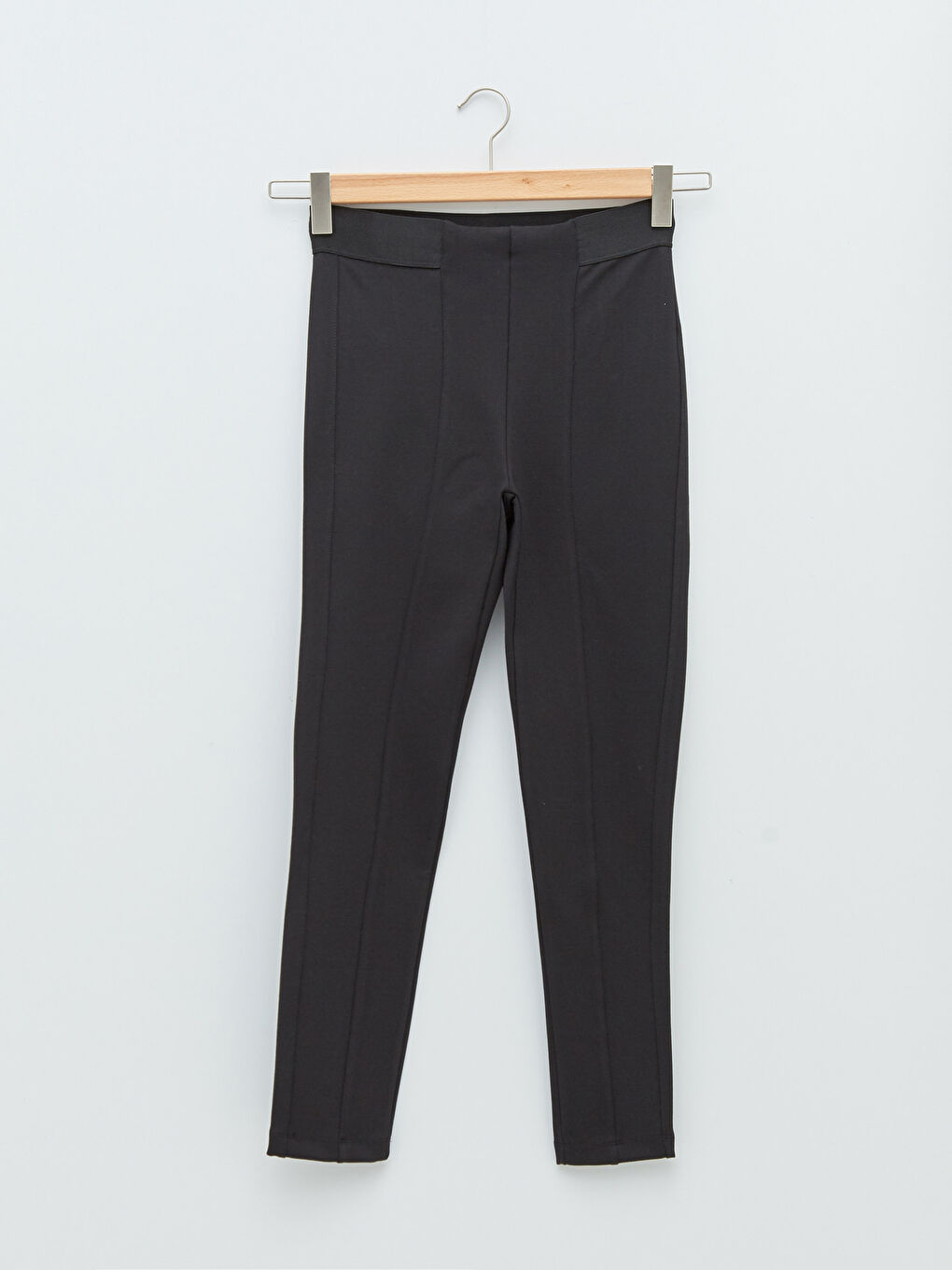 Elastic Waist Straight Ponte Fabric Women's Trousers-11