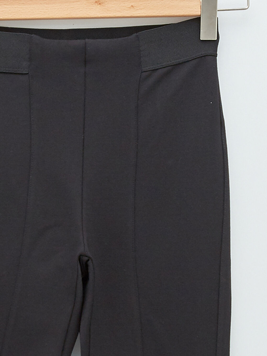 Elastic Waist Straight Ponte Fabric Women's Trousers-15