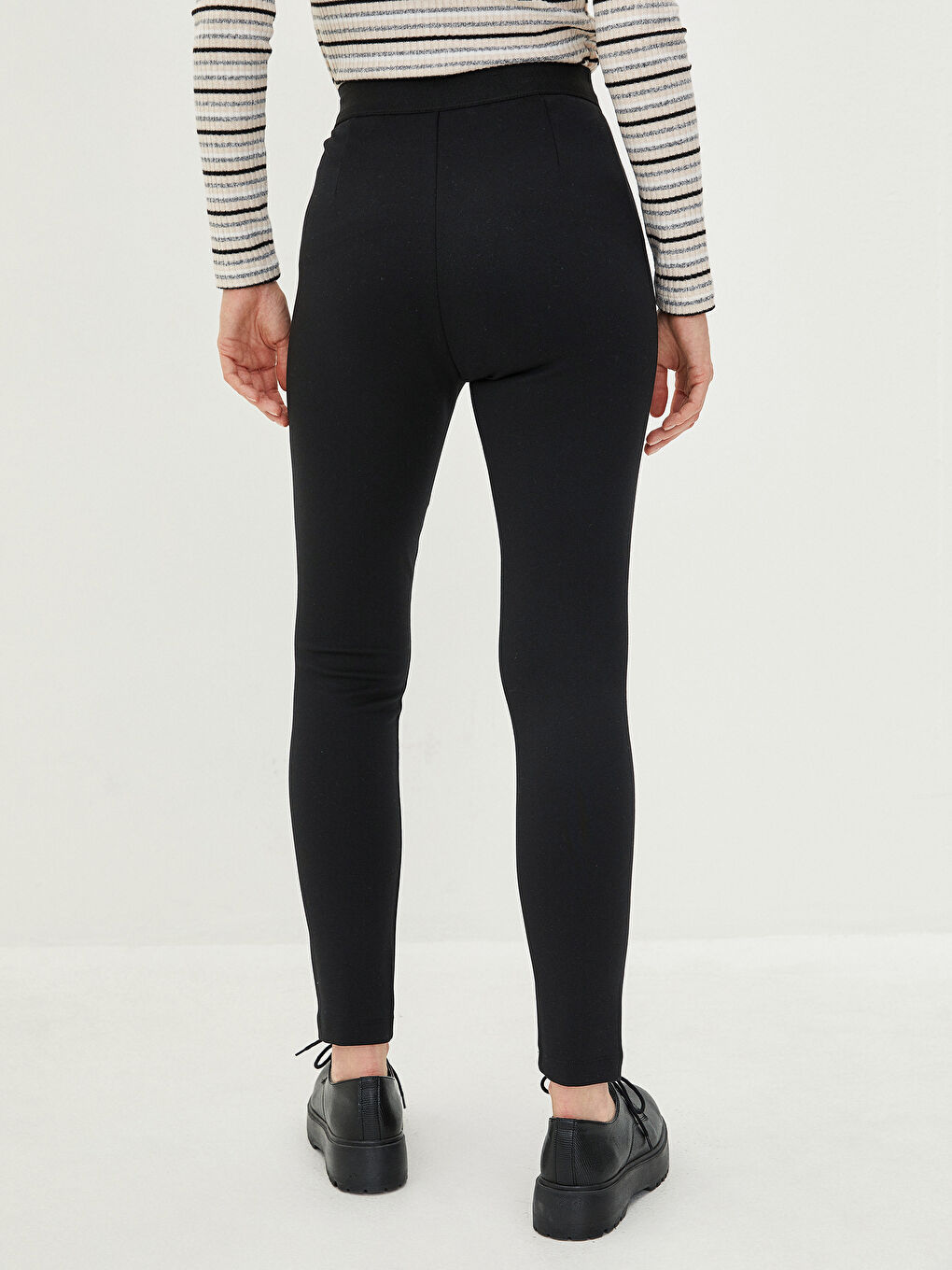 Elastic Waist Straight Ponte Fabric Women's Trousers-6