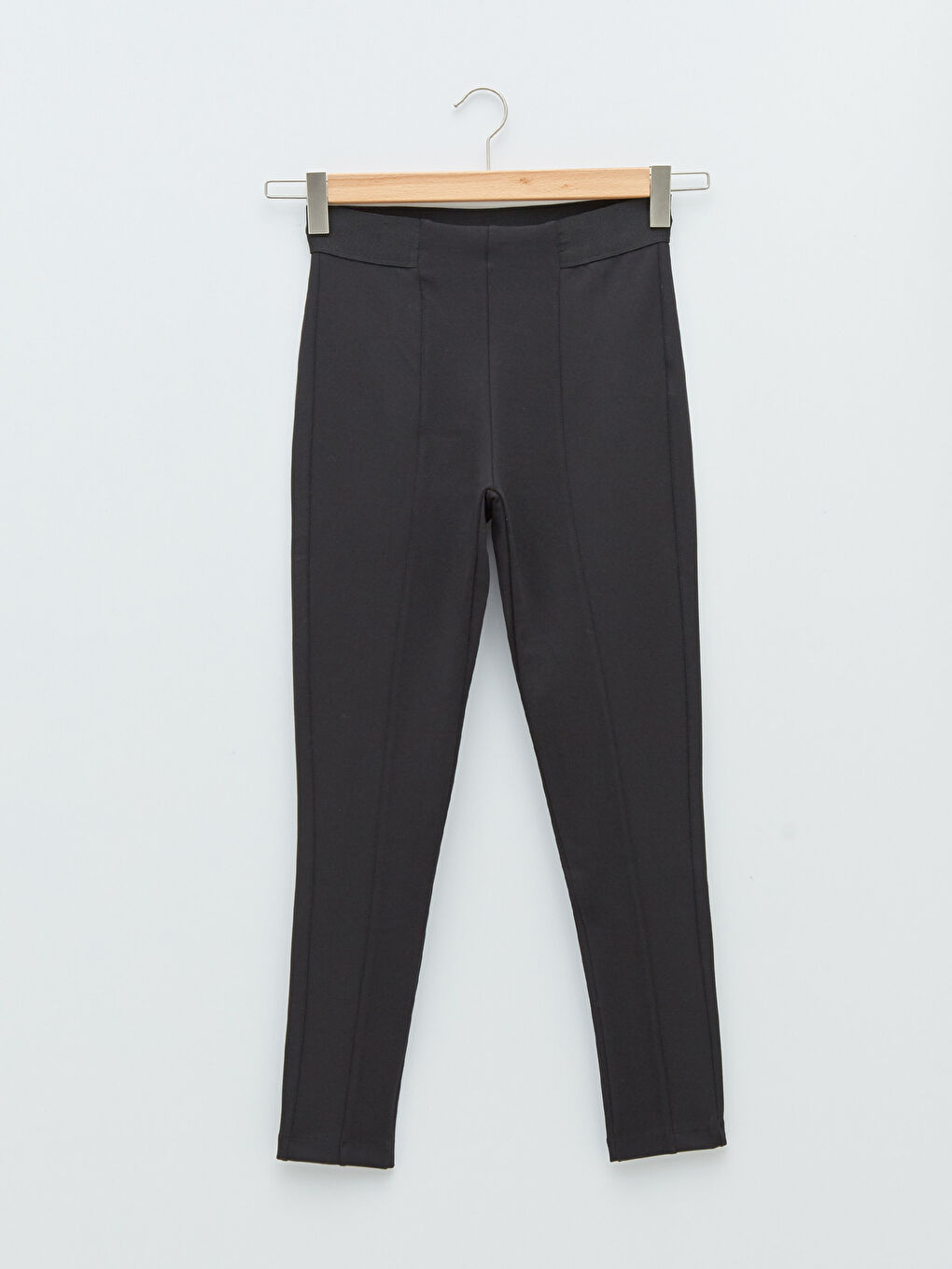 Elastic Waist Straight Ponte Fabric Women's Trousers-12