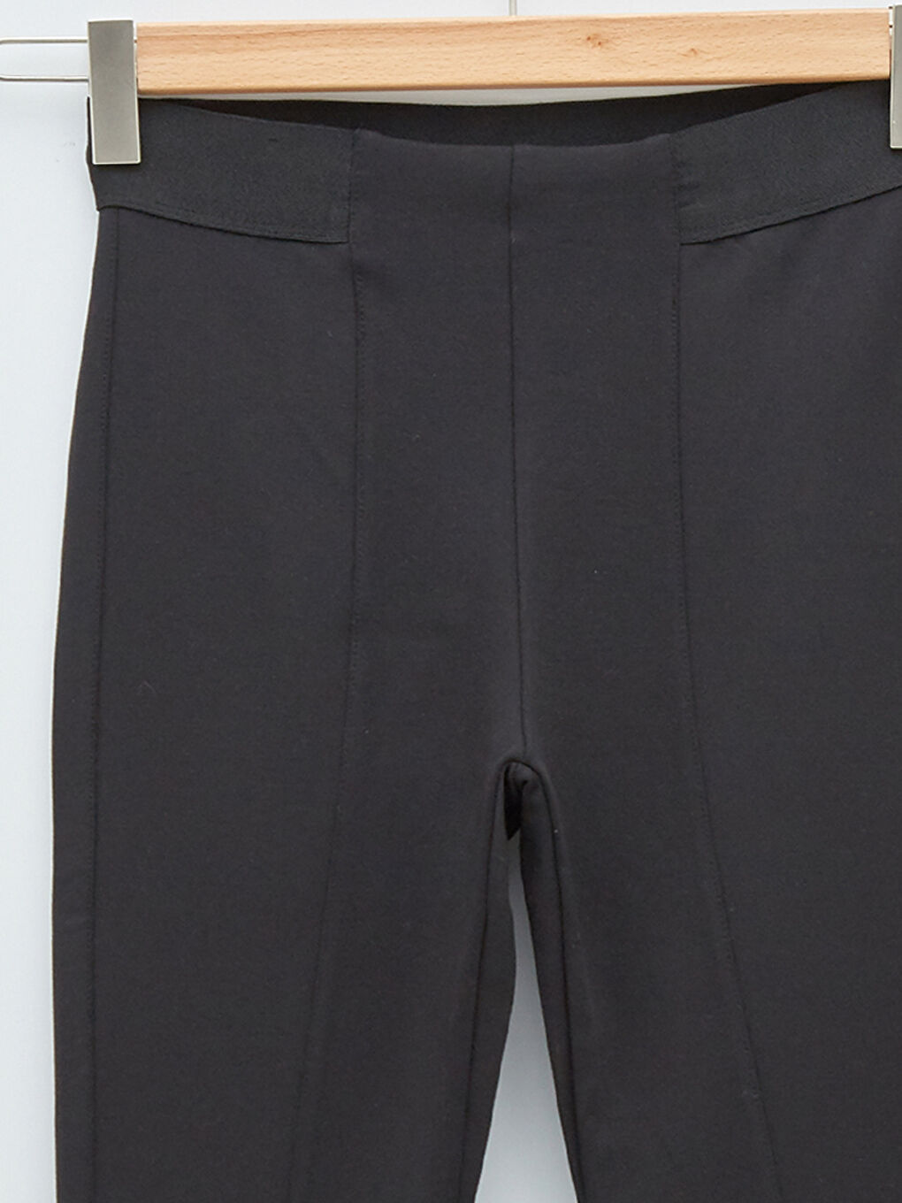 Elastic Waist Straight Ponte Fabric Women's Trousers-16