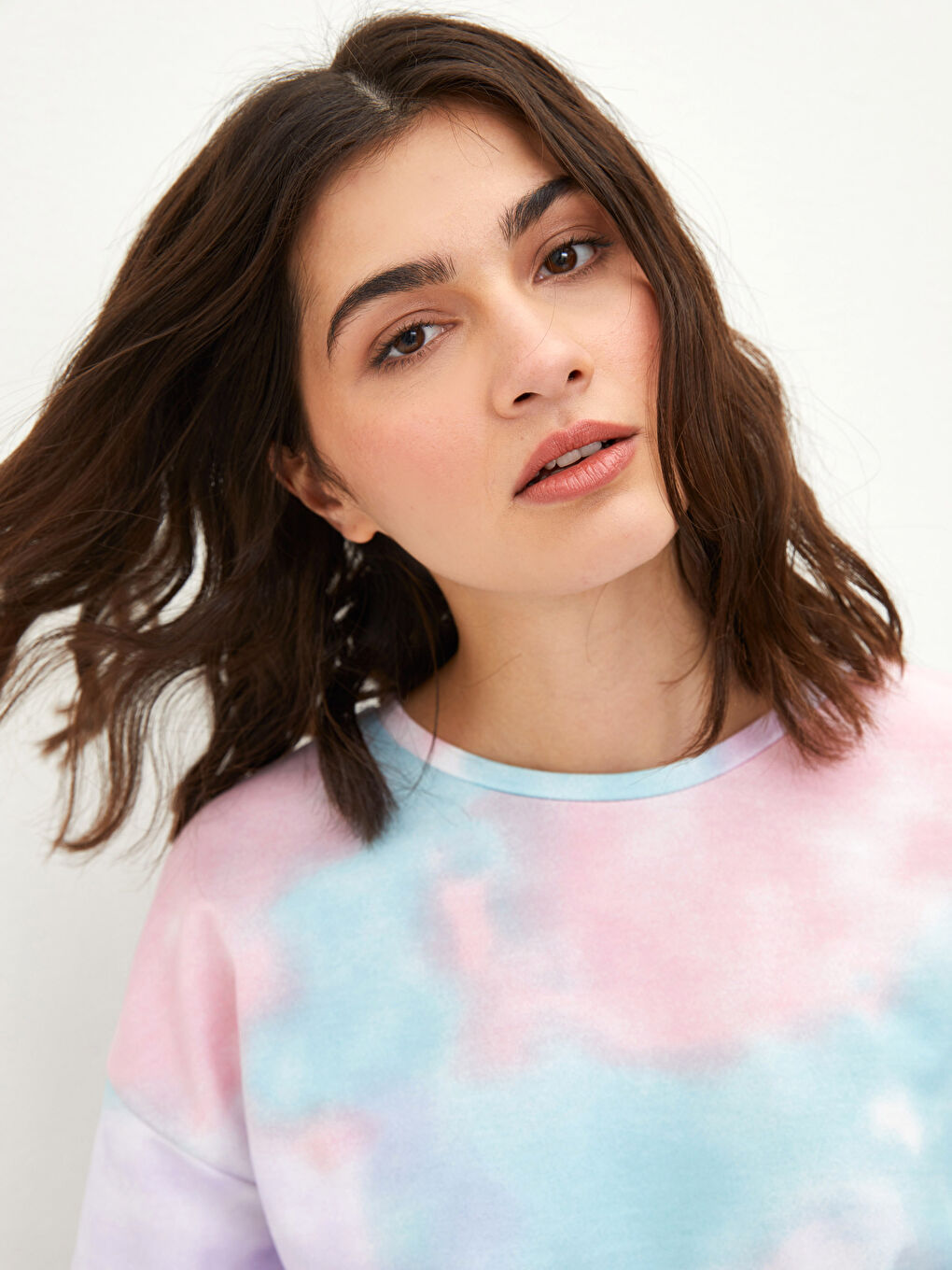 Crew Neck Patterned Long Sleeve Women's Sweatshirt-1